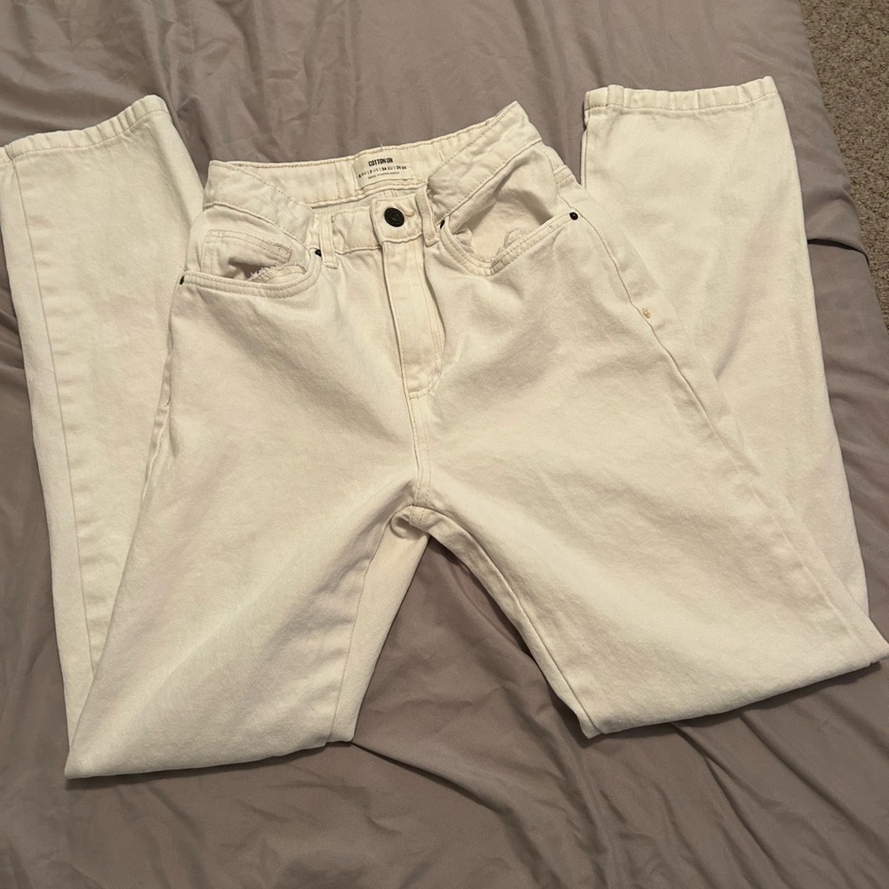 Cotton On Cream Straight Leg Jeans